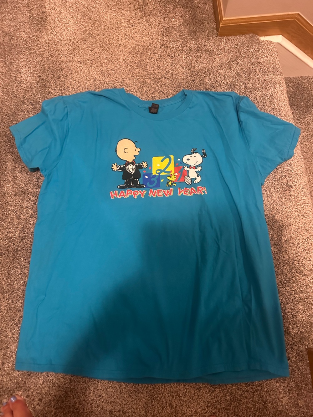Peanuts Bright Teal Graphic Short Sleeve Tee